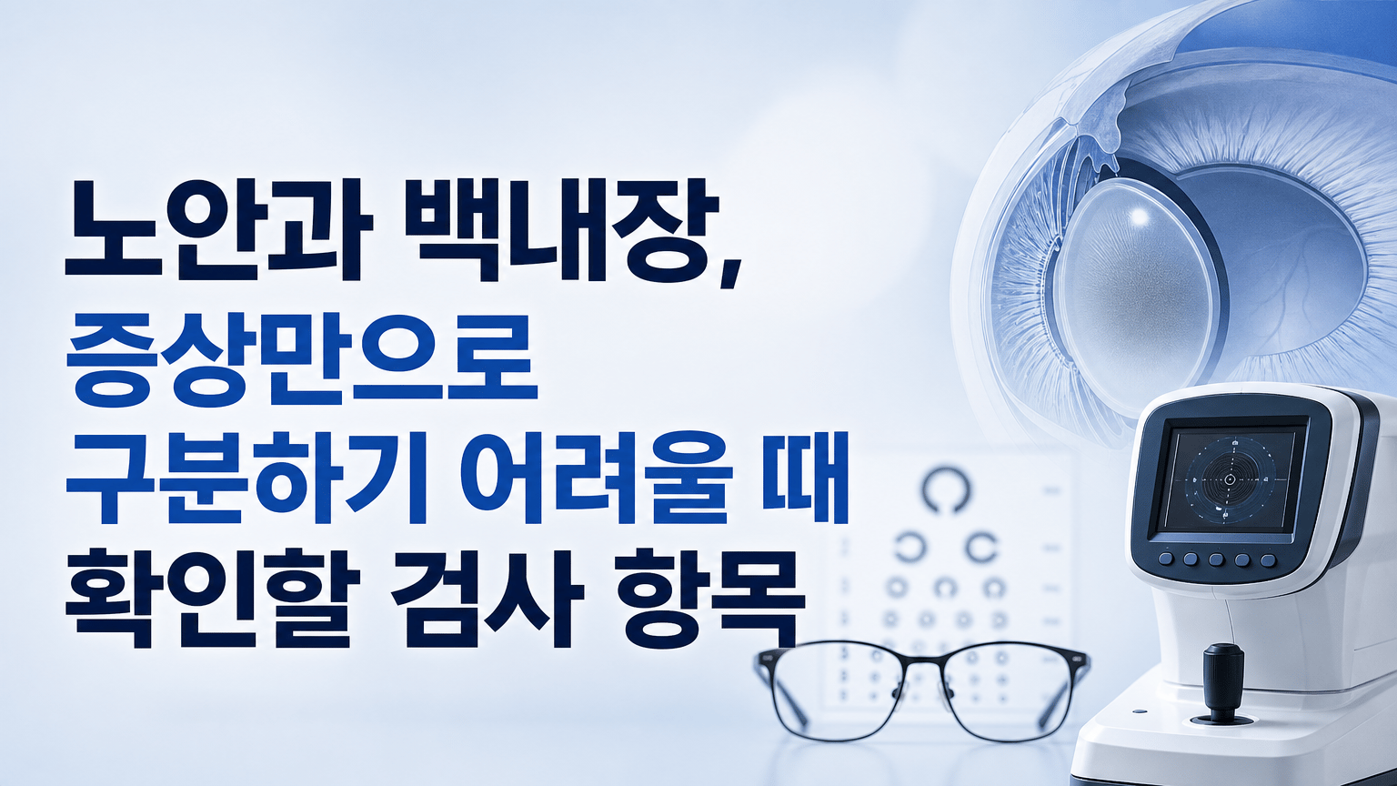 노안과 백내장, 증상만으로 구분하기 어려울 때 확인할 검사 항목