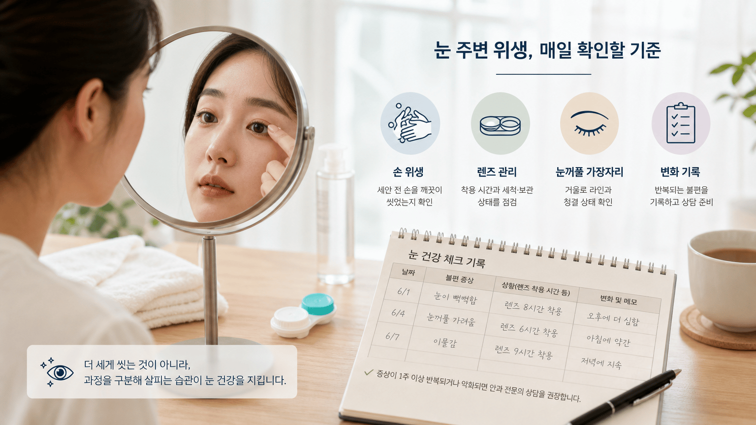 눈 건강을 지키는 세안과 눈 주변 위생, 매일 확인할 기준