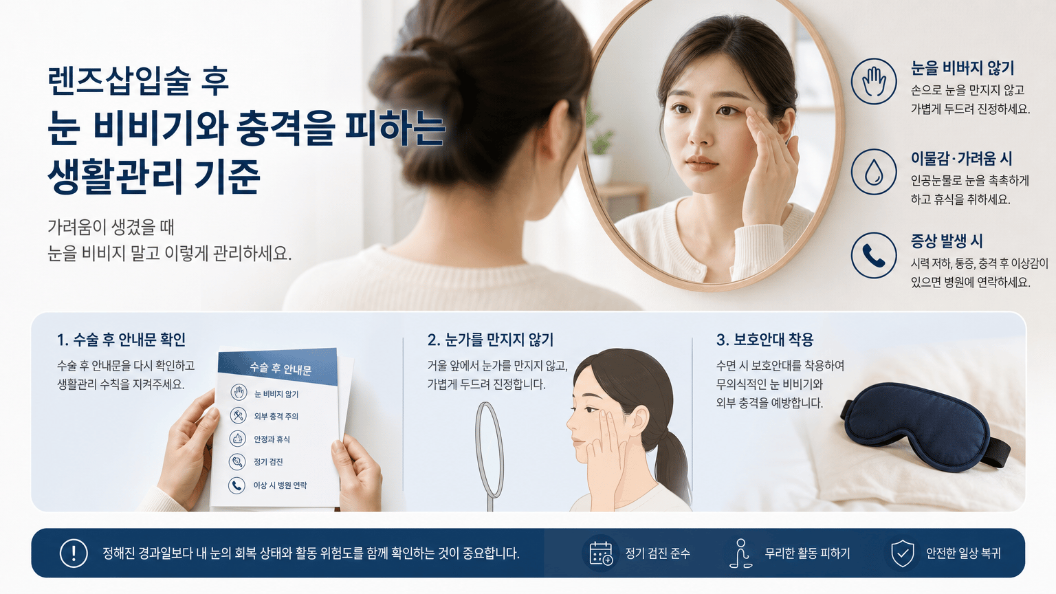 렌즈삽입술 후 눈 비비기와 충격을 피하는 생활관리 기준