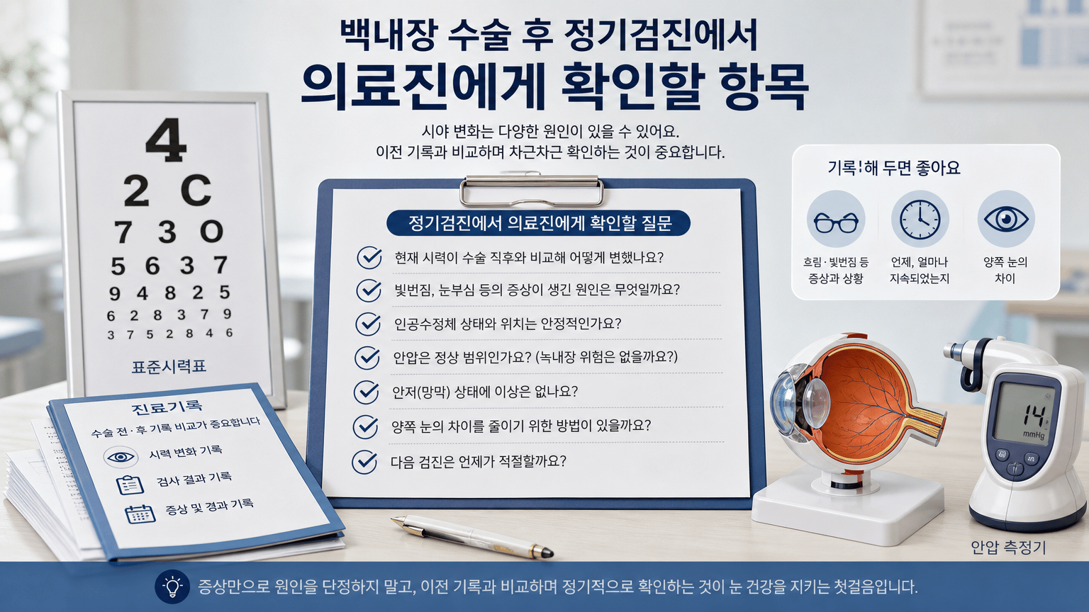 백내장 수술 후 시야 변화, 정기검진에서 확인할 항목