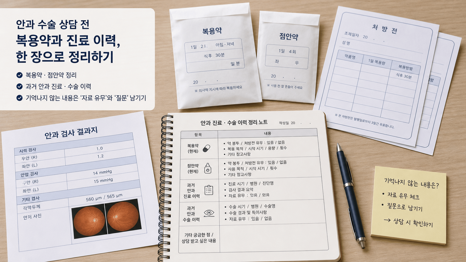 안과 수술 상담 전 복용약과 진료 이력, 한 장으로 정리하는 법
